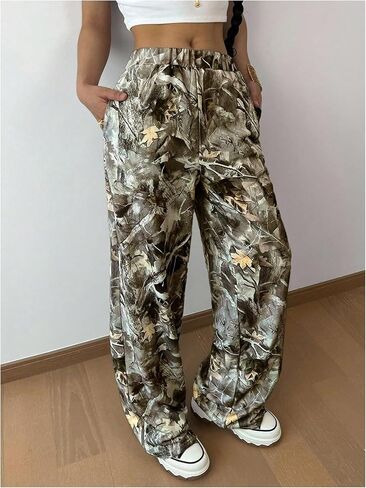 SOLY HUX Girl's Camo Pants Elastic Waist Baggy Wide Leg Y2k Sweatpants with Pockets Casual Streetwear in Saudi Arabia