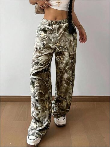 SOLY HUX Girl's Camo Pants Elastic Waist Baggy Wide Leg Y2k Sweatpants with Pockets Casual Streetwear in Saudi Arabia