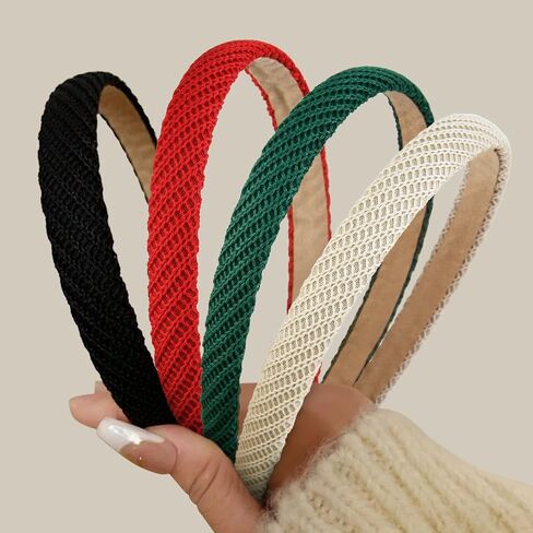 Headbands for Women Thin Knitted Hairbands Fashion Non Slip Headband for Women's Hair Cute Solid Colors Hair Accessories 4 PCS in Kuwait