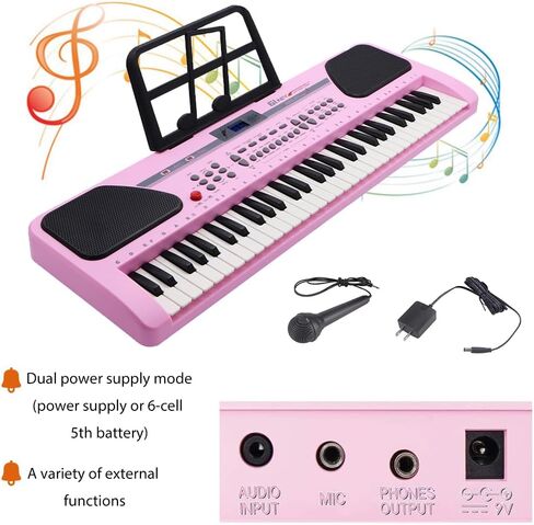 iMeshbean 61 Key Music Electronic Keyboard Electric Digital Piano Organ w/Stand Optional (Black keyboard with stand) in Kuwait