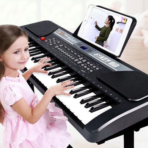 iMeshbean 61 Key Music Electronic Keyboard Electric Digital Piano Organ w/Stand Optional (Black keyboard with stand) in Saudi Arabia
