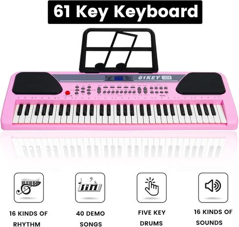 iMeshbean 61 Key Music Electronic Keyboard Electric Digital Piano Organ w/Stand Optional (Black keyboard with stand) in Kuwait