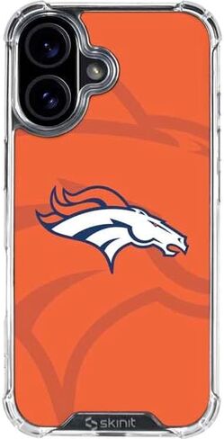 حافظة هاتف Skinit الشفافة متوافقة مع iPhone 16 - تصميم شعار NFL Denver Broncos Retro مرخص رسميًا in Saudi Arabia