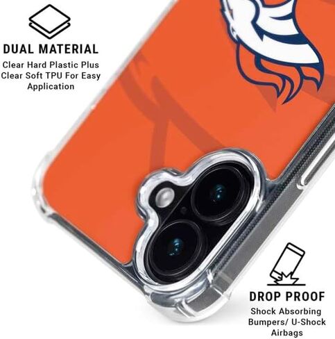 حافظة هاتف Skinit الشفافة متوافقة مع iPhone 16 - تصميم شعار NFL Denver Broncos Retro مرخص رسميًا in Saudi Arabia