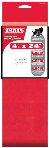 Diablo Assorted Sanding Belts for Wood, Metal and Plastics - Premium Zirconium Grit with Clog - SHIELD & ENDURA-BOND Technology - 4" x 24", 50/80/120 Grit, 3-Pack - DCB424ASTS03G in Saudi Arabia