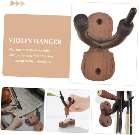 BESTonZON Wall Mount Violin Hook Hanger with Protective Surface Durable Hardwood Violin and Storage Rack for Stable Wall Mounted Instrument Display and Scratch Prevention in Saudi Arabia
