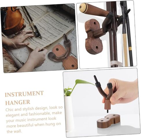 Wall Mounted Violin Erhu Hanger with Black Walnut Base Stable Music Instrument Hook for Wall Storage Durable Hardwood Display Rack for Home and Studio in Saudi Arabia