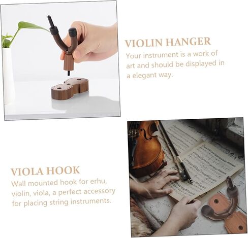 Milisten Wall Mounted Violin Hanger with Premium Walnut Base Durable String Instrument Storage Hook for Violin Erhu Easy Wall Rack Organizer for Home and Studio in Saudi Arabia