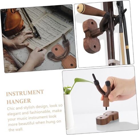 Milisten Wall Mounted Violin Hanger with Premium Walnut Base Durable String Instrument Storage Hook for Violin Erhu Easy Wall Rack Organizer for Home and Studio in Saudi Arabia