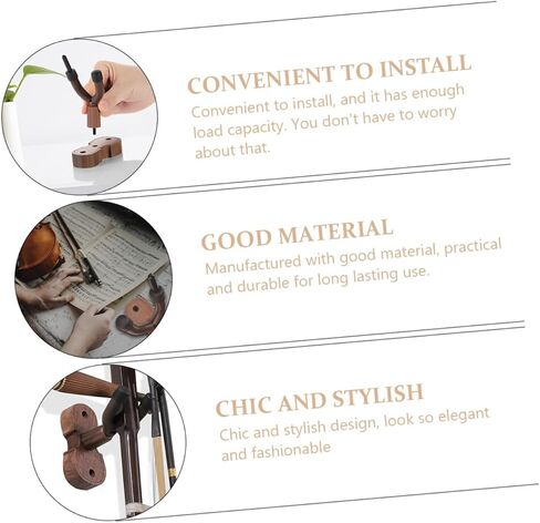 ibasenice Wall Mounted Music Instrument Hanger with Protective Surface Violin Erhu Hook Easy to Install Hardwood Rack for Secure String Instrument Display and Storage in Saudi Arabia