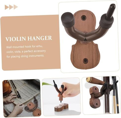 ibasenice Wall Mounted Music Instrument Hanger with Protective Surface Violin Erhu Hook Easy to Install Hardwood Rack for Secure String Instrument Display and Storage in Saudi Arabia