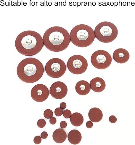 Eujgoov 26Pcs Saxophone Pads, Brown Sheepskin Sound Hole Resonator Sax Gasket Wind Instrument Parts(Alto Saxophone) in Saudi Arabia
