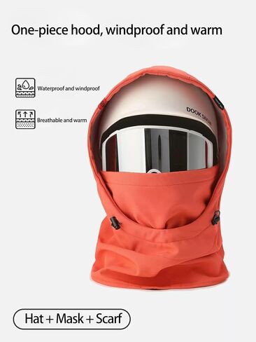 DOOK SNOW Ski Helmet Hood Cover - 3-in-1 Windproof Balaclava with Adjustable Drawstring, Fleece Lined Face Mask for Men&Women in Kuwait