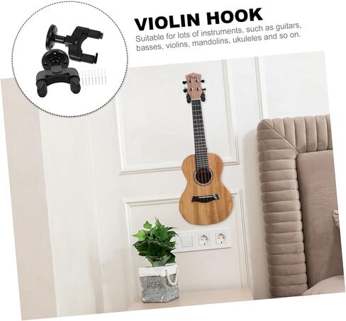 VANZACK 2Sets Violin and Ukulele Wall Mount Hanger Drop Design for Guitar Erhu and Mandolin Support Easy Installation Space Saving Instrument Rack in Saudi Arabia