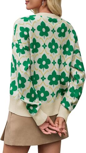 Saodimallsu Womens Floral Cardigan Subsigan Sendings Long Sleeve Open Front Button أسفل معطف سترة متماسكة في الخريف 2025 in Saudi Arabia