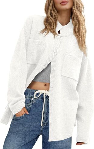 Saodimallsu Womens Button Up Knit Cardigans Oversized Collared Casual Long Sleeve Open Front Fall Sweater Jackets in Saudi Arabia