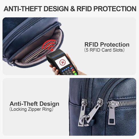 Anti Theft Crossbody Bags for Women Travel Chest Sling Bag Leather RFID Purse Fanny Pack Beige in Saudi Arabia