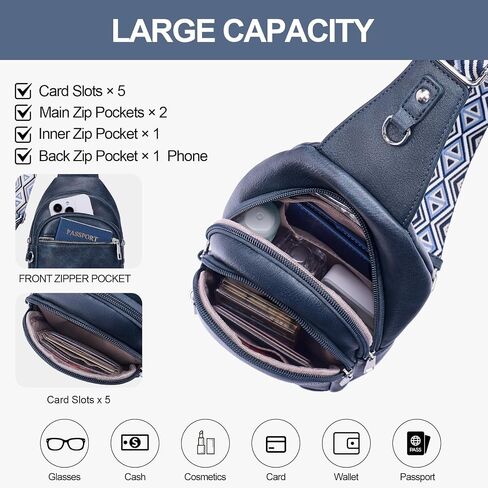 Anti Theft Crossbody Bags for Women Travel Chest Sling Bag Leather RFID Purse Fanny Pack Beige in Saudi Arabia