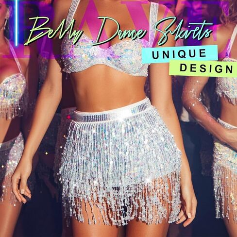 Zoestar Sparkly Sequin Fringe Skirt Shorts Shorts Belly Dance Chanstives Festival Festival for Women in Saudi Arabia