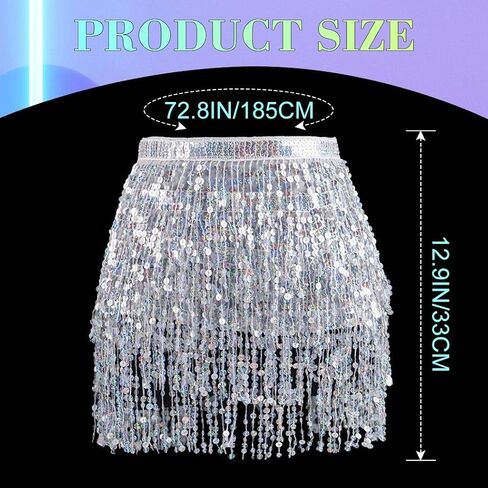 Zoestar Sparkly Sequin Fringe Skirt Shorts Shorts Belly Dance Chanstives Festival Festival for Women in Saudi Arabia
