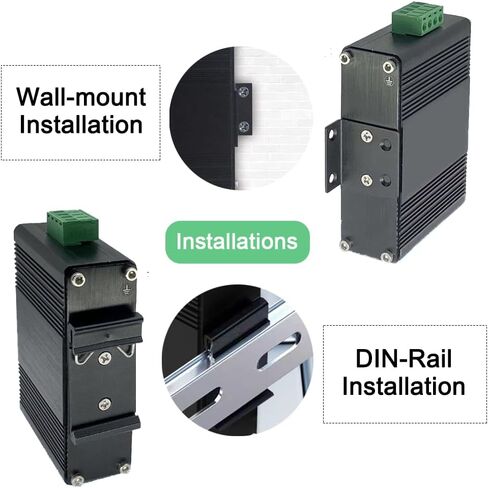Ethernet Din-rail الصناعي على محول محور-10/100 ميغابت في الثانية ، نطاق 1200 متر ، 18-48 فولت العاصمة ، المكونات والتشغيل ، حماية الطفرة لكاميرات IP ، NVR ، CCTV in Kuwait