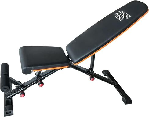 مقعد تمرين قابل للتعديل لصالة الألعاب الرياضية المنزلية - مقعد رفع الأثقال قابل للطي ومنحدر بشكل مسطح لتدريب قوة الجسم بالكامل | مقعد تمرين مدمج لتمارين الدمبل واللياقة البدنية من إنرجي كور in Kuwait