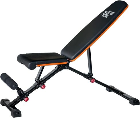 مقعد تمرين قابل للتعديل لصالة الألعاب الرياضية المنزلية - مقعد رفع الأثقال قابل للطي ومنحدر بشكل مسطح لتدريب قوة الجسم بالكامل | مقعد تمرين مدمج لتمارين الدمبل واللياقة البدنية من إنرجي كور in Kuwait