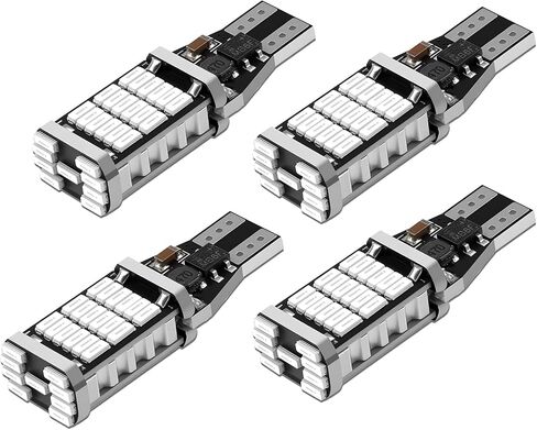 4pcs LED مصابيح عكسية ، 6500 كيلو فائق السطوع 45SMD-4014 استبدال شرائح للدوران لمبة الإشارة ، خالية من الأخطاء الخالية من T15 LED مضواء البضائع الإيقاف البضائع لمعظم شاحنات السيارات RVS (أحمر) in Saudi Arabia
