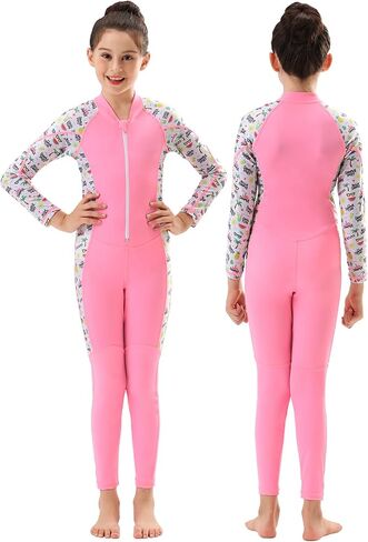 DEHAI Kids Dive Skins Suit Full Body Swimsuit for Boys Girls and Youth Thin Rash Guard Wetsuit Drysuits Front Zipper Long Sleeve Water Sports for Waterski Diving Swimming Kayaking Surfing in Kuwait