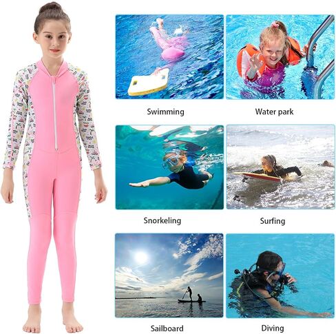 DEHAI Kids Dive Skins Suit Full Body Swimsuit for Boys Girls and Youth Thin Rash Guard Wetsuit Drysuits Front Zipper Long Sleeve Water Sports for Waterski Diving Swimming Kayaking Surfing in Kuwait