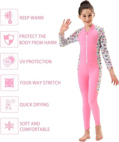DEHAI Kids Dive Skins Suit Full Body Swimsuit for Boys Girls and Youth Thin Rash Guard Wetsuit Drysuits Front Zipper Long Sleeve Water Sports for Waterski Diving Swimming Kayaking Surfing in Kuwait