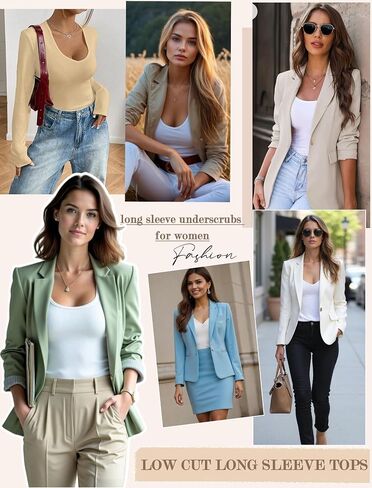 ekouaer deep v deck decrts for women low cut long sleeve tops slim fit fit basic scivage tees deep stshirts tshirts xs-xxl in Saudi Arabia
