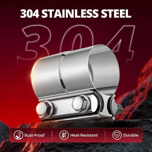 EVIL ENERGY 3'' Exhaust Clamp,Lap Joint Band Clamp Stainless Steel for Pipes,Mufflers,Catalytic Converters (4Pcs, 3.0 inch) in Saudi Arabia