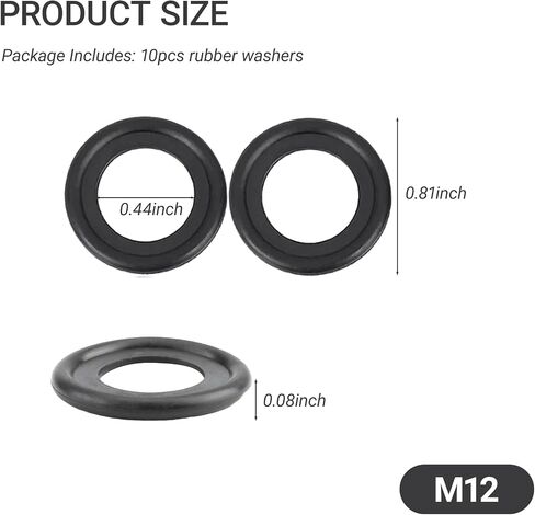 10PCS Oil Drain Plug Gasket, M12 Rubber Car Sealing Gasket Replace OEM#12616850, Engine Oil Pan Crush Washers Compatible with Buick Cadillac GMC Chevrolet (M12) in Saudi Arabia