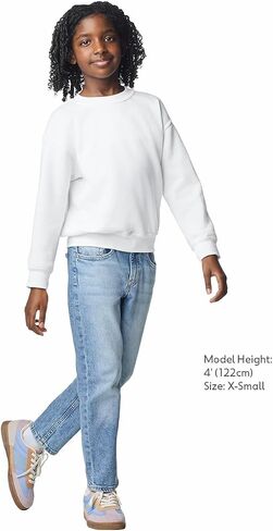 Gildan Unisex Child Fleece Crewneck Sweatshirt, Style G18000B, White in Saudi Arabia