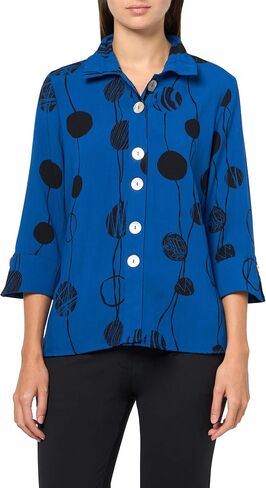 Ali Miles Women's Printed Woven Crinkle Button Front Tunic in Saudi Arabia