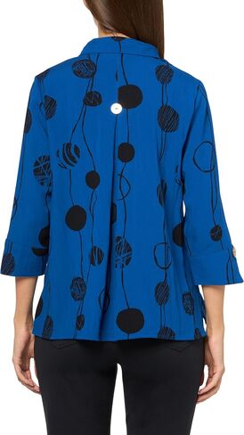 Ali Miles Women's Printed Woven Crinkle Button Front Tunic in Saudi Arabia