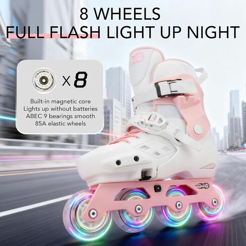 Inline Skates for Kids Girls Boys with Light-Up Wheels,Adjustable Size Suitable for Beginners Roller Skates Blades for Women, Girls and Adult in Saudi Arabia