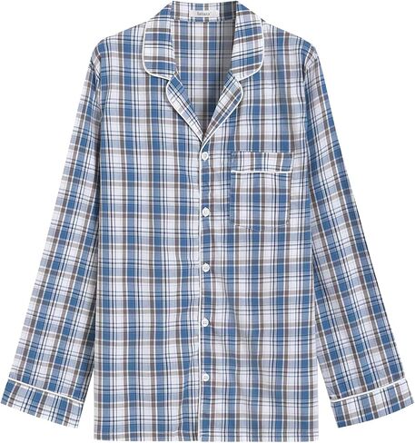 Latuza Men's Button Up Pajama Shirt Cotton Long Sleeve Sleep Shirt in Saudi Arabia