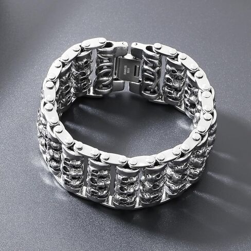 Men's Gothic Skull Bracelet 316L Stainless Steel Chain Bracelet for Men Heavy Duty Biker Bracelets Prefer for Motorcycle-Inspired Jewelry in Saudi Arabia