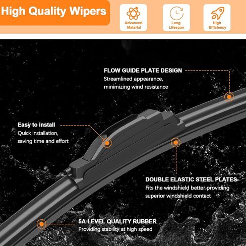Huladaed® 28 ''+14 '' شفرات ممسحة الزجاج الأمامي لـ Hyundai Elantra 2016-2011 Elantra GT 2017-2014 Elantra Coupe 2014-2013 OEM Quality Qualit in Kuwait