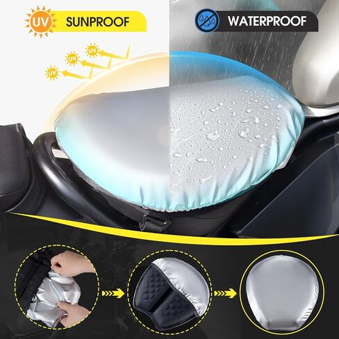 Foldable Motorcycle Gel Seat Cushion with Sunshade Cover – 3D Dome-Shaped High Elasticity Shock Absorption Seat Pad, Comfort & Butt Protection for Long Rides, Stay Cool & Comfortable in Saudi Arabia