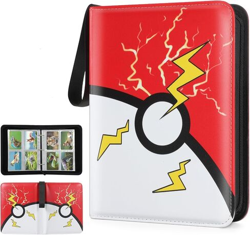 Trading Card Binder, 4 Pocket 400 Cards Holder with 50 Removable Sleeves Display Storage Collector Album Compatible with Pokemon Cards Football TCG Game Sports Cards Black Red in Saudi Arabia