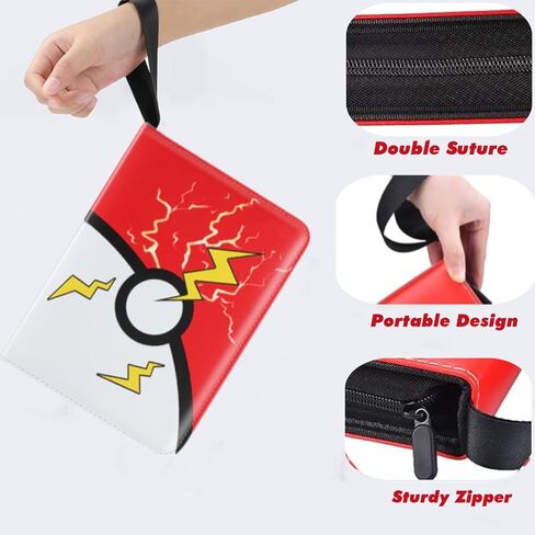 Trading Card Binder, 4 Pocket 400 Cards Holder with 50 Removable Sleeves Display Storage Collector Album Compatible with Pokemon Cards Football TCG Game Sports Cards Black Red in Saudi Arabia