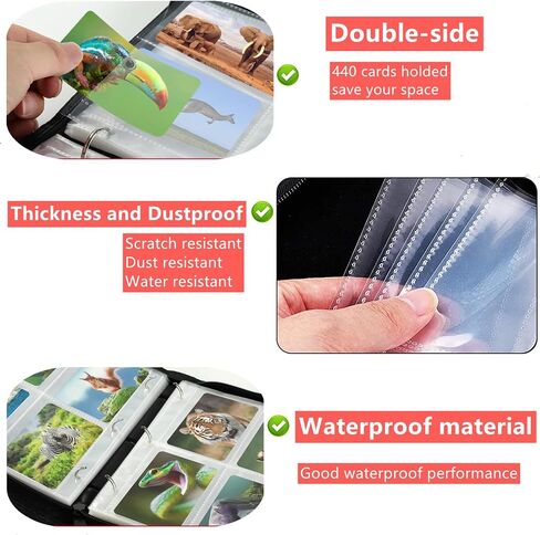 Trading Card Binder, 4 Pocket 400 Cards Holder with 50 Removable Sleeves Display Storage Collector Album Compatible with Pokemon Cards Football TCG Game Sports Cards Black Red in Saudi Arabia
