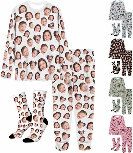 M YESCUSTOM Personalized Pajamas with Photo Face for Cat Dog Mom Custom Pet Pajamas Funny Christmas Women's PJS Sets in Saudi Arabia