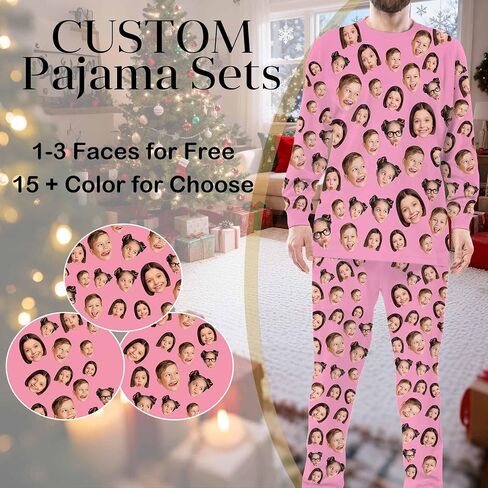 M YESCUSTOM Personalized Pajamas with Photo Face for Cat Dog Mom Custom Pet Pajamas Funny Christmas Women's PJS Sets in Saudi Arabia
