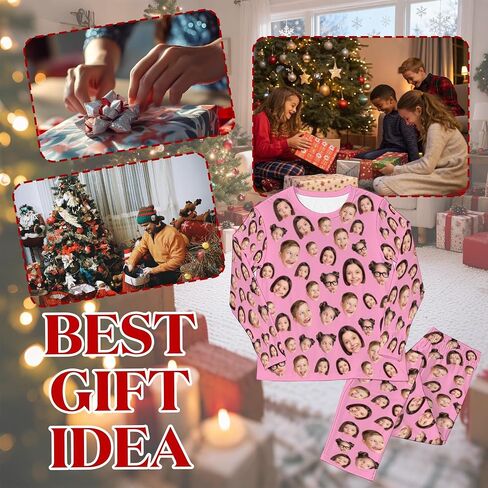 M YESCUSTOM Personalized Pajamas with Photo Face for Cat Dog Mom Custom Pet Pajamas Funny Christmas Women's PJS Sets in Saudi Arabia