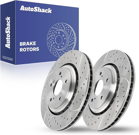 AutoShack Pair of 2 Front Drilled and Slotted Brake Rotors Silver Driver and Passenger Side Replacement for 2014-2016 Acura MDX 2015 2016 2017 2018 2019 2020 TLX 2.4L 3.5L V6 AWD FWD PR1081065DSZPR in Saudi Arabia