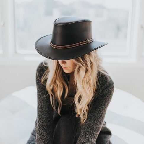 American Hat Makers Midnight Rider Bravo Leather Cowboy Hat for Men & Women Weatherproof Boho Hat in Kuwait